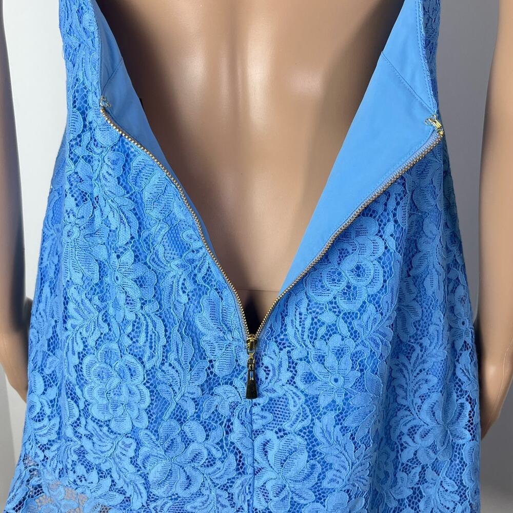 New Revolve NBD X NAVEN Cassandra Blue Lace Open Back Asymmetrical Mini Dress - Picture 9 of 13